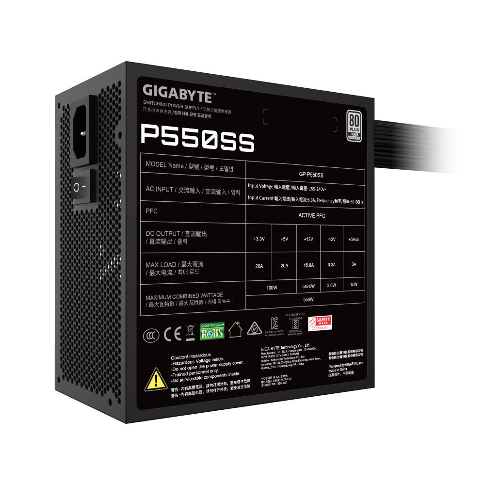 Power Supply GIGABYTE 550 Watts Efficiency 80 PLUS SILVER PFC Active MTBF 100000 hours GP-P550SS - Image 4