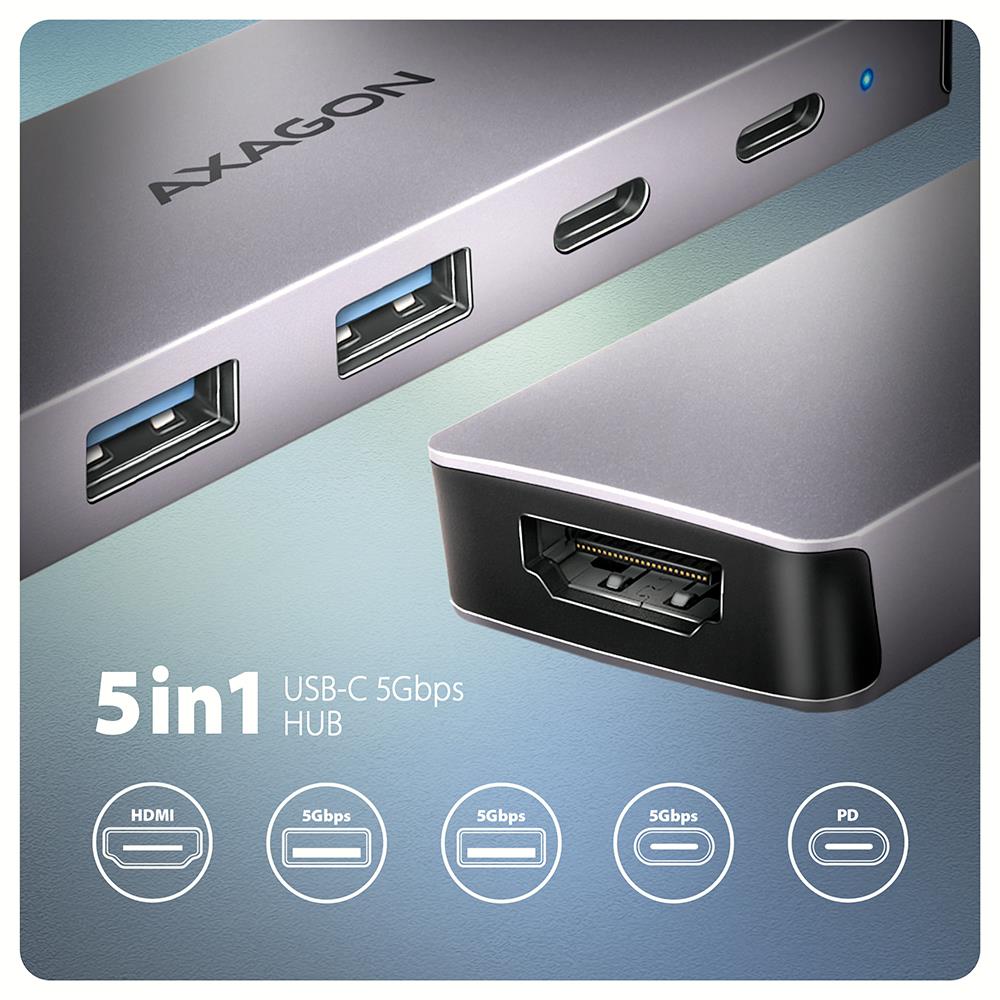 I/O HUB USB-C 5IN1/0.15M HMC-5H60 AXAGON - Image 2
