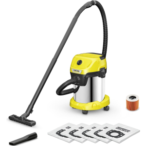 Vacuum Cleaner KARCHER Wet and dry vacuum cleaner WD 3 S V-17/4/20 + 4 FB 1000 Watts Suction power 230W Capacity 17 l Noise 74 dB Yellow Weight 4.8 kg 1.628-152.0