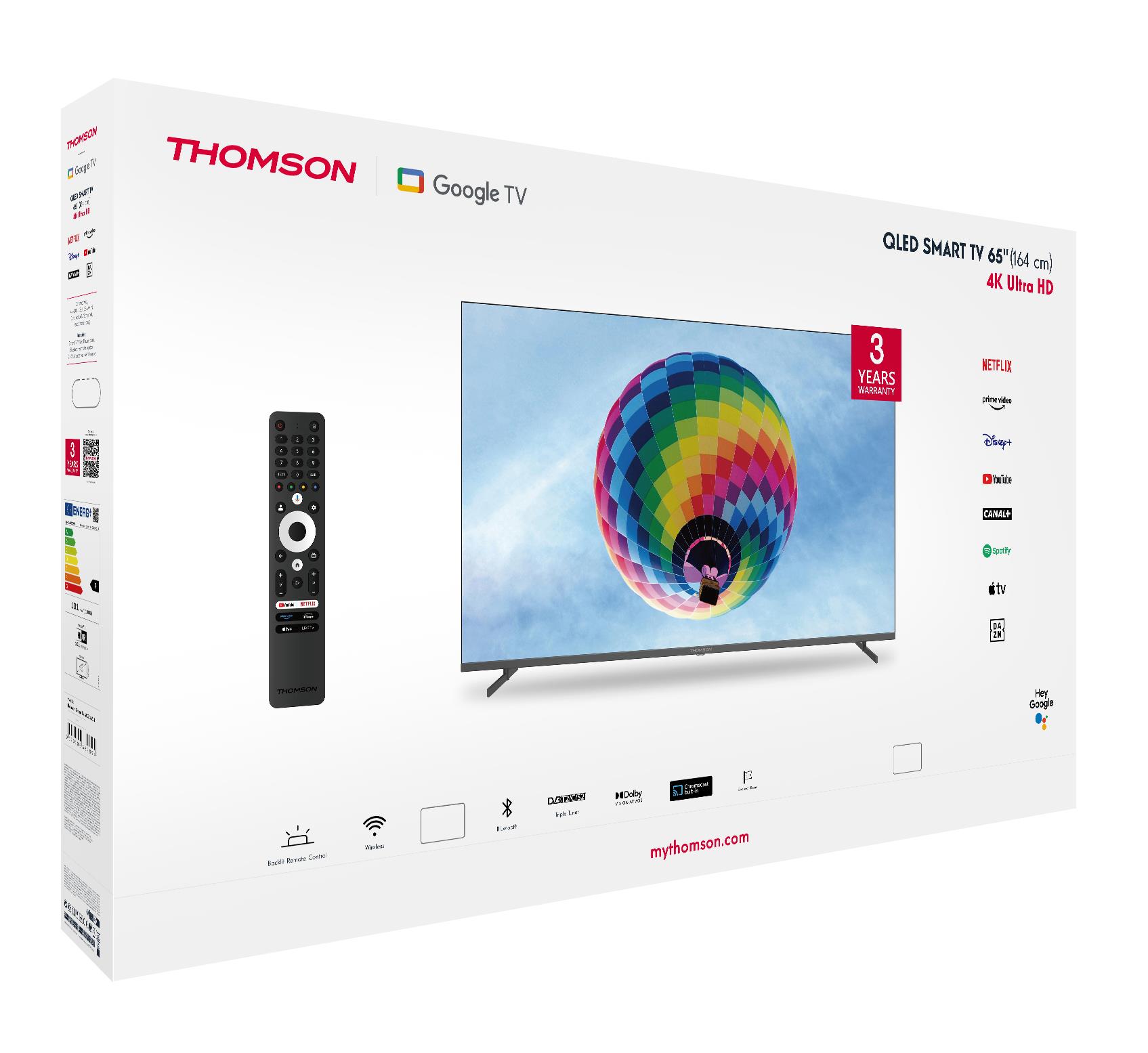 TV Set THOMSON 65" 4K/Smart QLED 3840x2160 Wireless LAN Bluetooth Google TV Dark Grey 65QG4S14 - Image 10
