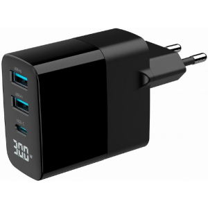 CHARGER USB 30W 3PORT/TA-UC-PDQC30LCD-BK-02 GEMBIRD