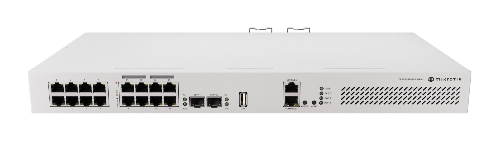 Switch MIKROTIK CRS418-8P-8G-2S+RM Type L3 PoE ports 8 150 Watts CRS418-8P-8G-2S+RM - Image 2