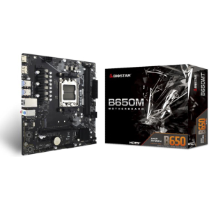 Mainboard BIOSTAR AMD B650 SAM5 Micro-ATX Memory DDR5 Memory slots 2 1xPCI-Express 3.0 1x 1xPCI-Express 4.0 16x 1xM.2 1xHDMI 1xDisplayPort 2xUSB 2.0 4xUSB 3.2 1xRJ45 3xAudio port B650MT