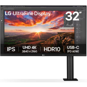 LCD Monitor LG 31.5" Panel IPS 3840x2160 16:9 60Hz 5 ms Speakers Swivel Pivot Height adjustable Tilt Colour Black 32UN880K-B