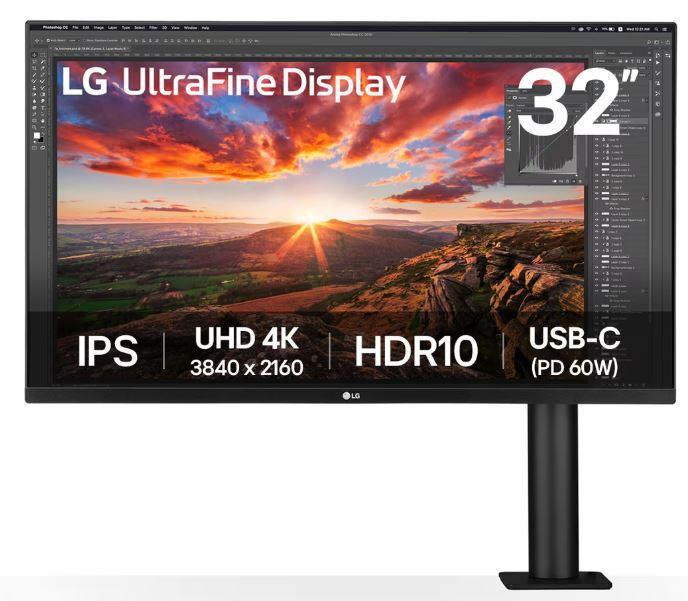 LCD Monitor LG 31.5" Panel IPS 3840x2160 16:9 60Hz 5 ms Speakers Swivel Pivot Height adjustable Tilt Colour Black 32UN880K-B