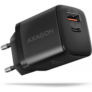MOBILE CHARGER WALL USB 20W/2PORT BLACK ACU-PQ20 AXAGON
