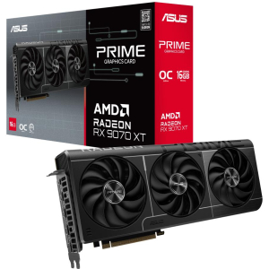 Graphics Card ASUS AMD Radeon RX 9070 XT 16 GB GDDR6 256 bit PCIE 5.0 16x Triple slot Fansink 1xHDMI 3xDisplayPort PRIME-RX9070XT-O16G