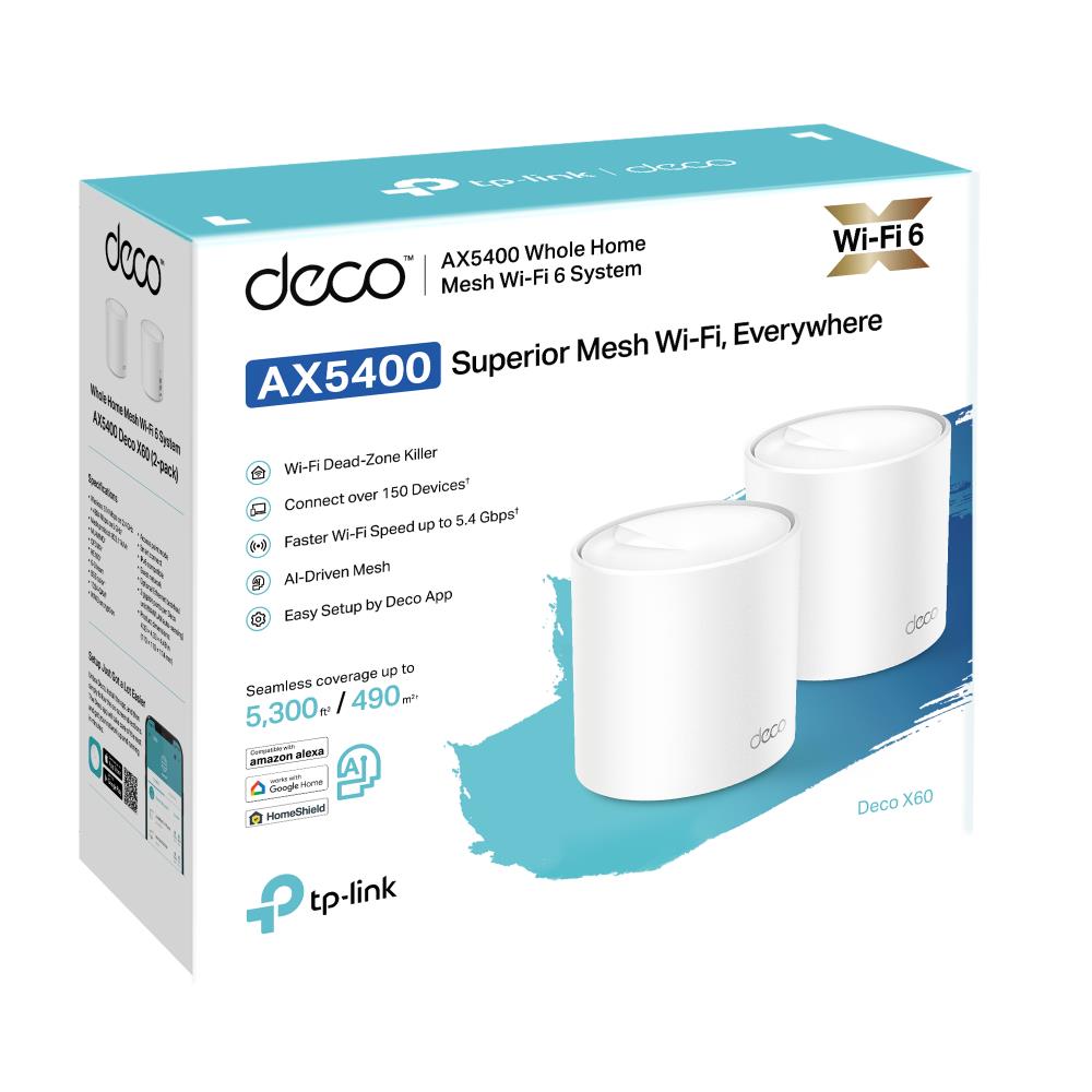 Wireless Router TP-LINK Wireless Router 2-pack 5400 Mbps Mesh IEEE 802.11a IEEE 802.11n IEEE 802.11ac IEEE 802.11ax 2x10/100/1000M DECOX60(2-PACK) - Image 4