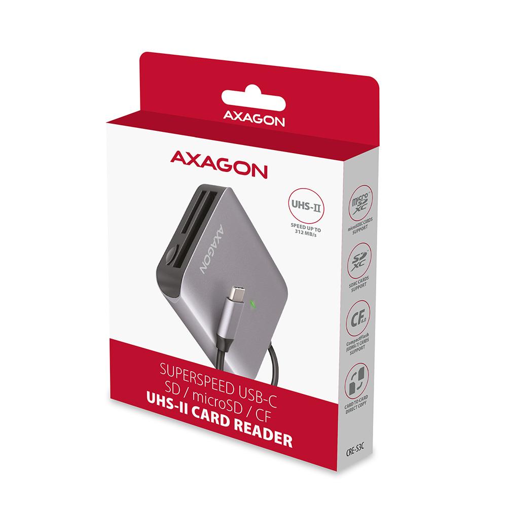 CARD READER USB-C 3-SLOT/SD/MICROSD/CF CRE-S3C AXAGON - Image 2