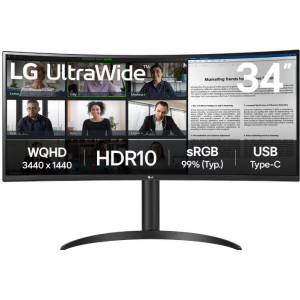 LCD Monitor LG 34WR55QK-B 34" Business/Curved/21 : 9 Panel VA 3440x1440 21:9 100Hz 5 ms Height adjustable Tilt Colour Black 34WR55QK-B