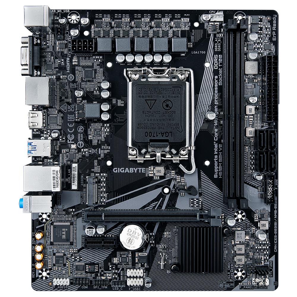 Mainboard GIGABYTE Intel H610 LGA1700 Micro-ATX Memory DDR5 Memory slots 2 1xPCI-Express 3.0 1x 1xPCI-Express 4.0 16x 1xM.2 1x15pin D-sub 1xHDMI 2xDisplayPort 4xUSB 2.0 2xUSB 3.2 1xPS/2 1xRJ45 3xAudio port H610MS2HV21.0 - Image 2