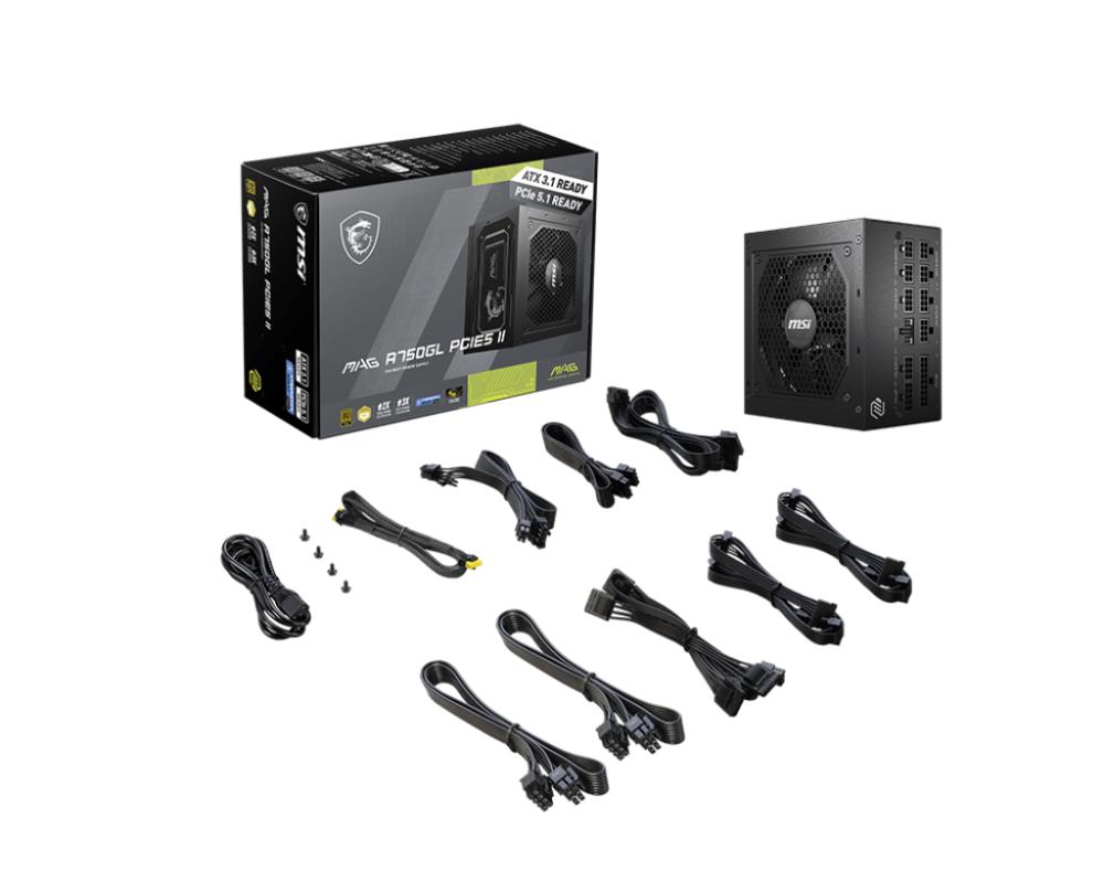 Power Supply MSI MAG A750GL PCIE5 II 750 Watts Efficiency 80 PLUS GOLD PFC Active MAGA750GLPCIE5II - Image 5