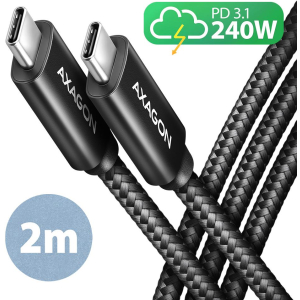 CABLE USB-C TO USB-C 2M 240W/BRAID BLK BUCM2-CM20AB AXAGON
