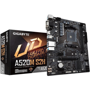 Mainboard GIGABYTE AMD A520 SAM4 Micro-ATX Memory DDR4 Memory slots 2 2xPCI-Express 3.0 1x 1xPCI-Express 3.0 16x 1xM.2 1x15pin D-sub 1xDVI-D 1xHDMI 2xAV-In 1xAV-out 2xUSB 2.0 4xUSB 3.2 1xPS/2 1xRJ45 A520MS2H1.3