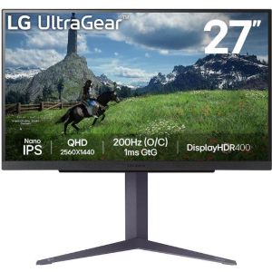 LCD Monitor LG 27" Panel IPS 2560x1440 16:9 180Hz 1 ms Pivot Height adjustable Tilt Colour Black 27GS85Q-B