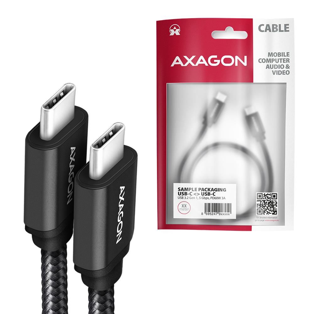 CABLE USB-C TO USB-C 1.5M 60W/BLACK BUCM3-CM15AB AXAGON - Image 2