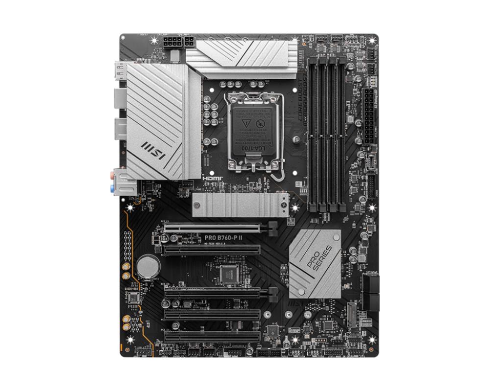 Mainboard MSI Intel B760 Express LGA1700 Memory DDR5 Memory slots 4 5xPCI-Express 5.0 16x 2xM.2 1xHDMI 1xDisplayPort 2xUSB 2.0 2xUSB 3.2 1xUSB-C 1xOptical S/PDIF 1xRJ45 5xAudio port PROB760-PII - Image 2