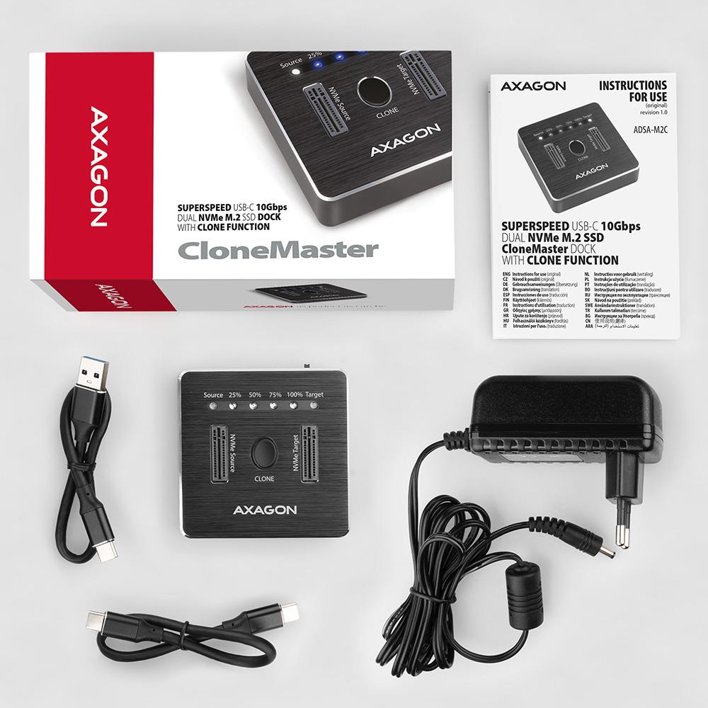 SSD ACC DOCK STATION USB-C/2XM.2 NVME ADSA-M2C AXAGON - Image 3