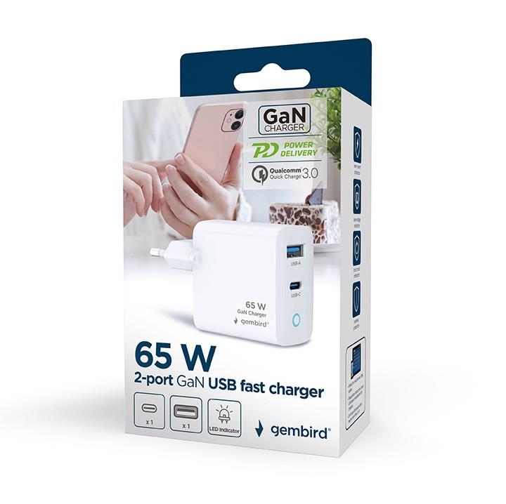 CHARGER USB 65W 2PORT/TA-UC-PDQC65L-W-01 GEMBIRD - Image 4