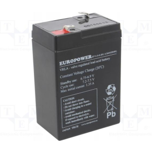BATTERY 6V 4.5AH VRLA/EP4.5-6 EUROPOWER EMU