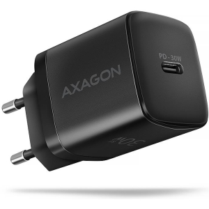 MOBILE CHARGER WALL USB-C 30W/1PORT BLACK ACU-PD30 AXAGON