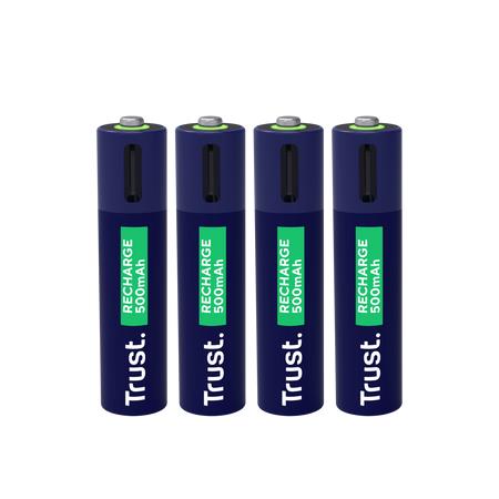 BATTERY RECH. LI-ION AAA/500MAH USB-C 4PACK 25671 TRUST - Image 4