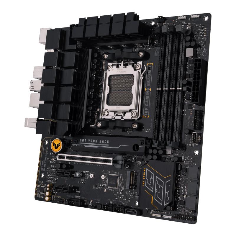 Mainboard ASUS AMD B650 SAM5 Micro-ATX Memory DDR5 Memory slots 4 2xPCI-Express 4.0 1x 1xPCI-Express 4.0 16x 2xM.2 1xHDMI 2xDisplayPort 4xUSB 2.0 2xUSB 3.2 2xUSB-C 1xRJ45 3xAudio port TUFGAMINGB650M-E - Image 3