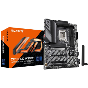 Mainboard GIGABYTE Intel Z890 LGA1851 ATX Memory DDR5 Memory slots 4 1xPCI-Express 4.0 1x 2xPCI-Express 4.0 4x	 1xPCI-Express 5.0 16x 3xM.2 1xDisplayPort 4xUSB 2.0 5xUSB 3.2 1xUSB-C 1xPS/2 1xRJ45 3xAudio port Z890UDWIFI6E