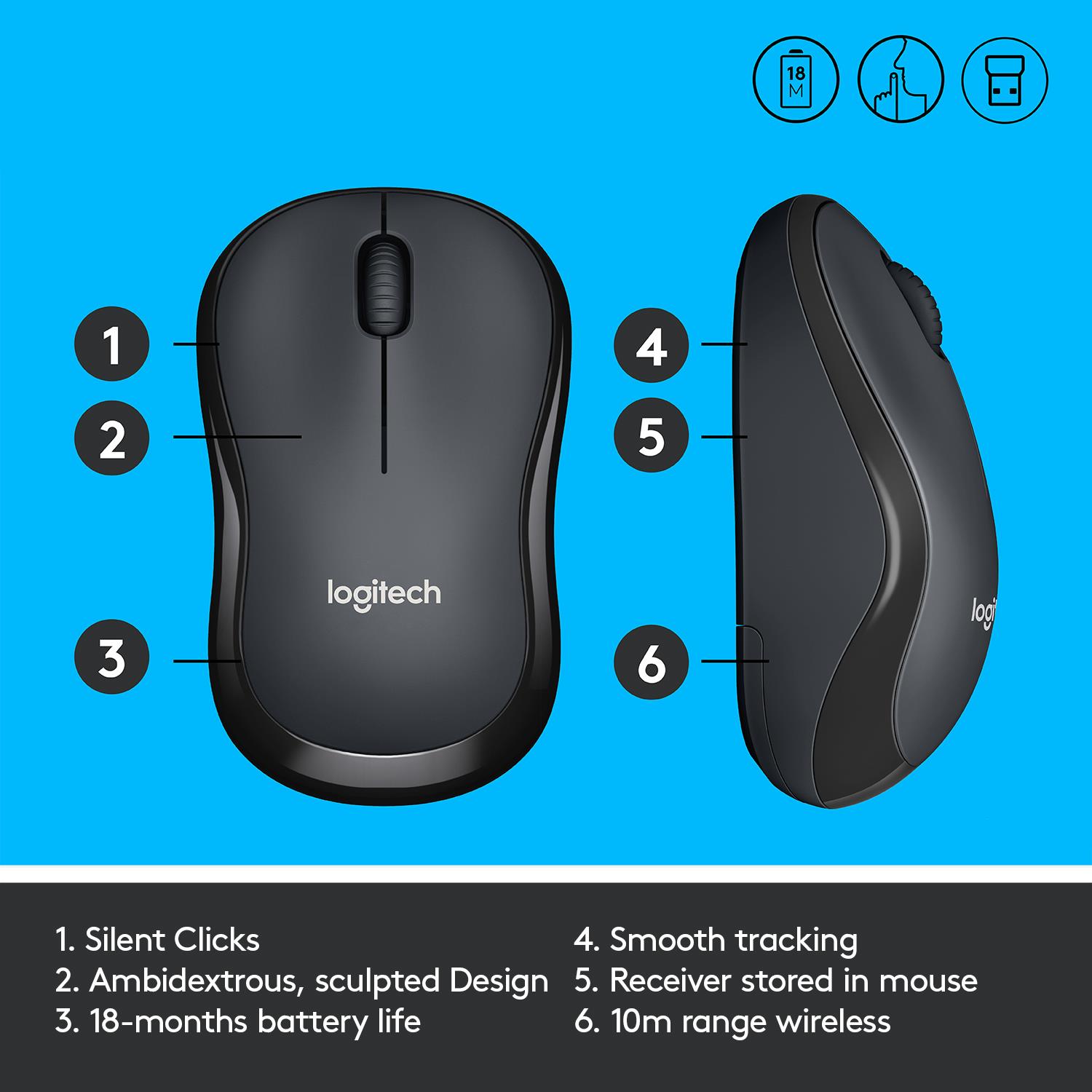 MOUSE USB OPTICAL WRL M220/SILENT B/G 910-004878 LOGITECH - Image 11