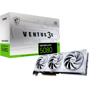 Graphics Card MSI NVIDIA GeForce RTX 5080 16 GB GDDR7 256 bit PCIE 5.0 16x Dual Slot Fansink 1xHDMI 3xDisplayPort 508016GVEN3XOCWHITE