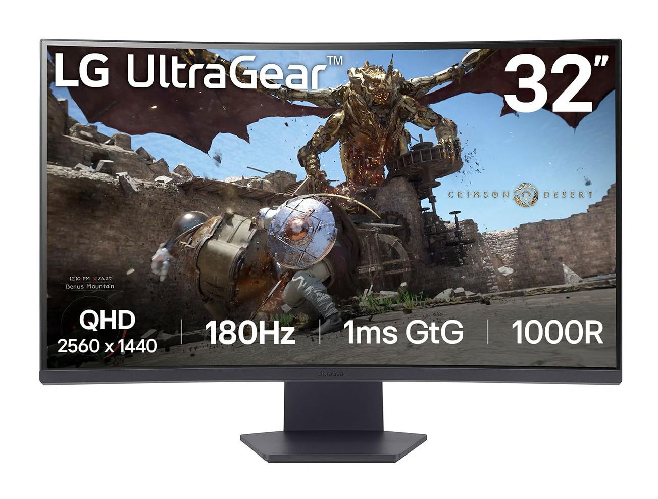 LCD Monitor LG 32GS60QC-B 32" Gaming/Curved Panel VA 2560x1440 16:9 180 Hz Matte 1 ms Tilt 32GS60QC-B - Image 7