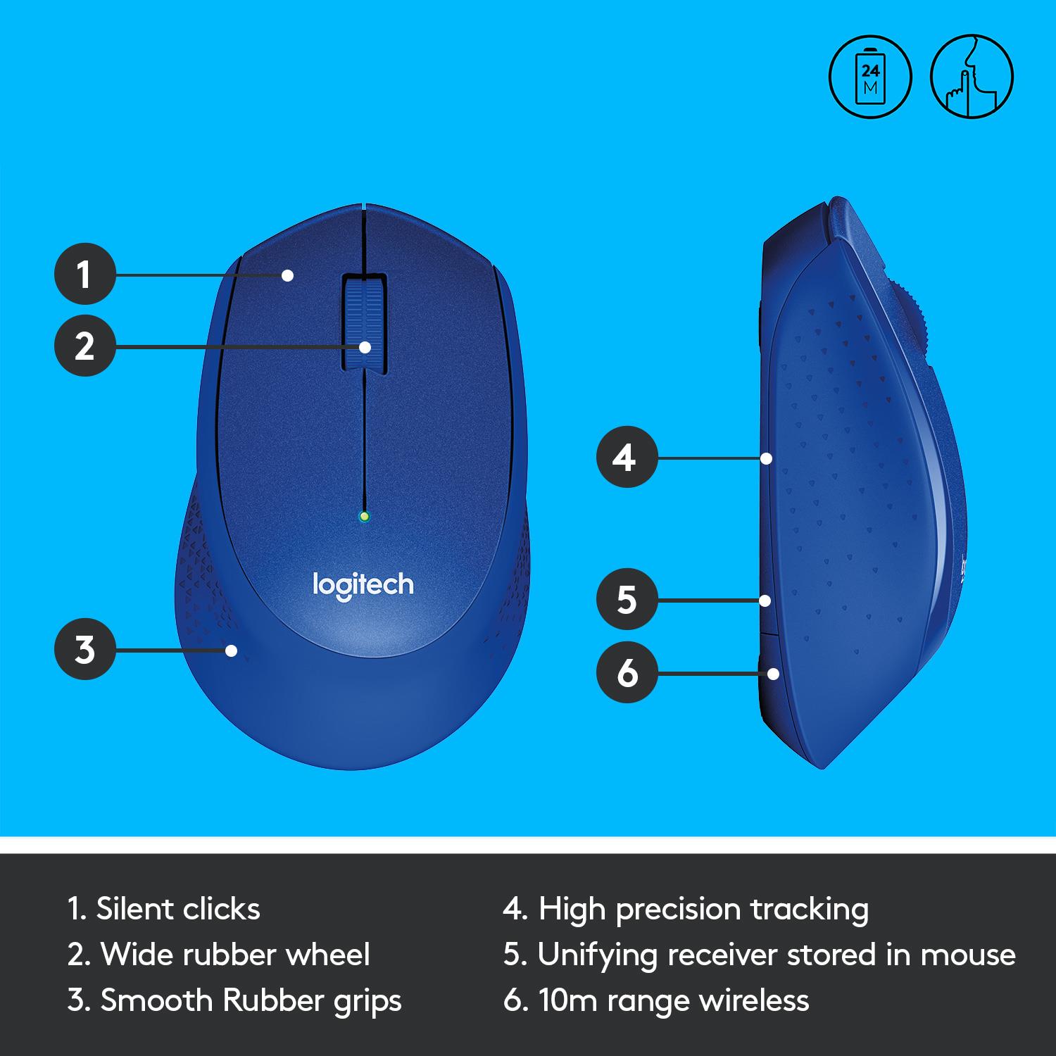 MOUSE USB OPTICAL WRL M330/SILENT BL 910-004910 LOGITECH - Image 9