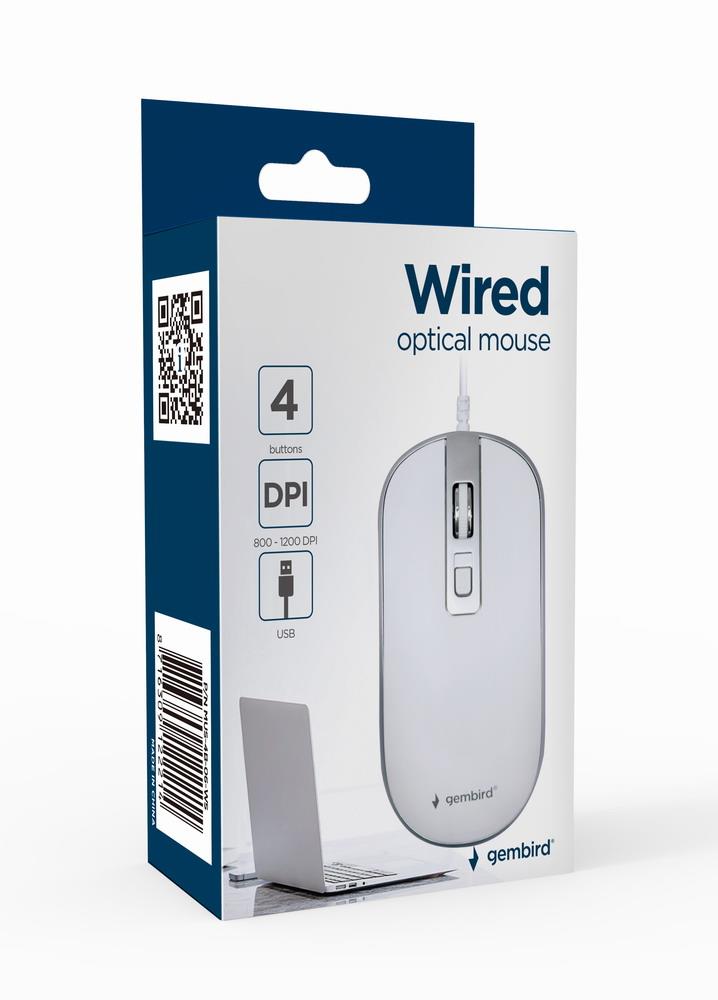 MOUSE USB OPTICAL WHITE/SILVER/MUS-4B-06-WS GEMBIRD - Image 6