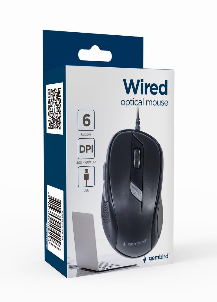 MOUSE USB OPTICAL/BLACK MUS-6B-01 GEMBIRD - Image 5