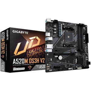 Mainboard GIGABYTE AMD A520 SAM4 Micro-ATX Memory DDR4 Memory slots 4 1xPCI-Express 3.0 1x 1xPCI-Express 3.0 16x 1xM.2 1xHDMI 1xDisplayPort 2xUSB 2.0 4xUSB 3.2 1xPS/2 1xRJ45 3xAudio port A520MDS3HV2