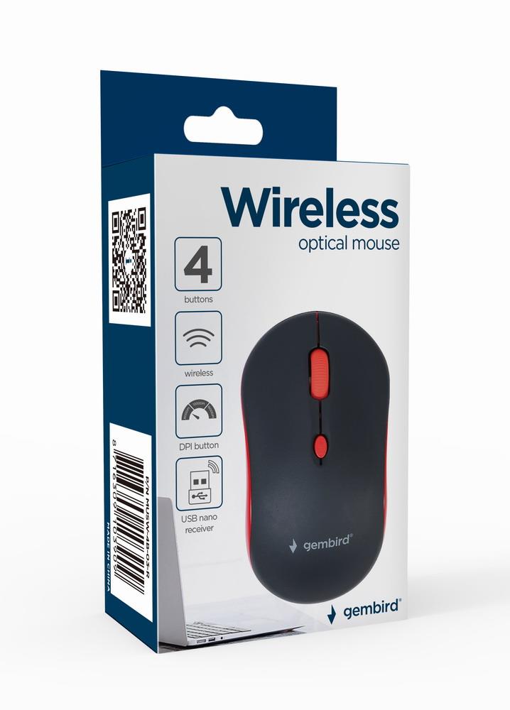 MOUSE USB OPTICAL WRL BLACK/RED MUSW-4B-03-R GEMBIRD - Image 5
