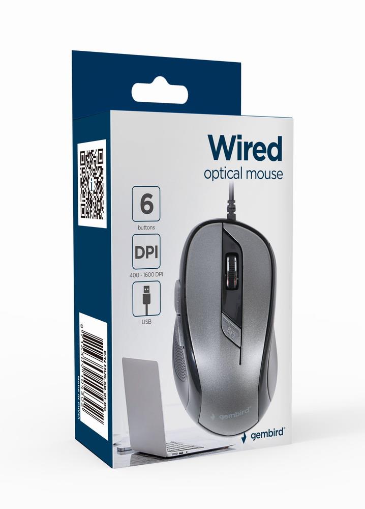 MOUSE USB OPTICAL BLACK/GREY/MUS-6B-01-BG GEMBIRD - Image 5