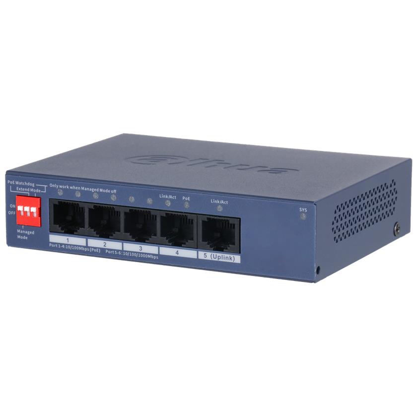Switch DAHUA DH-CS4005-4ET1GT-36 Type L2 PoE ports 4 40 Watts CS4005-4ET1GT-36