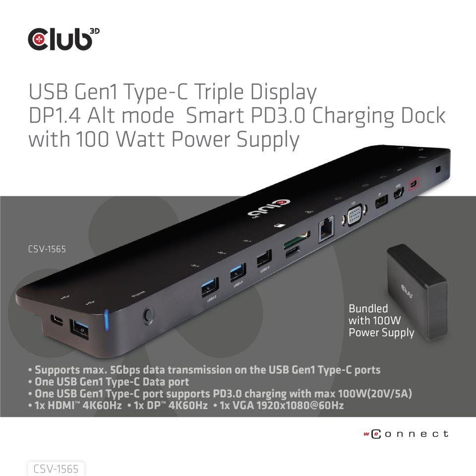 NB ACC DOCKING STATION/USB-C 100W CSV-1565 CLUB3D - Image 4