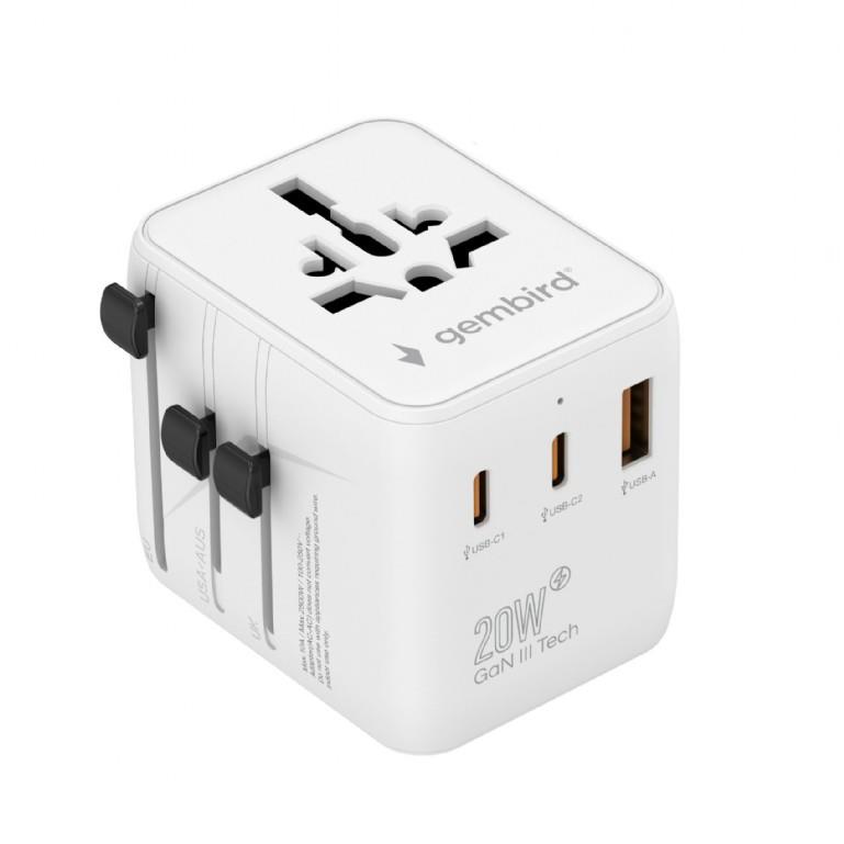 POWER ADAPTER TRAVEL 20W/WHITE TPA-1A2C20-01-W GEMBIRD - Image 6