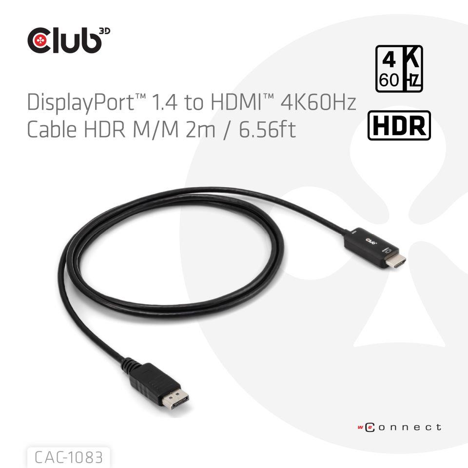 CABLE DP TO HDMI 2M/CAC-1083 CLUB3D - Image 2