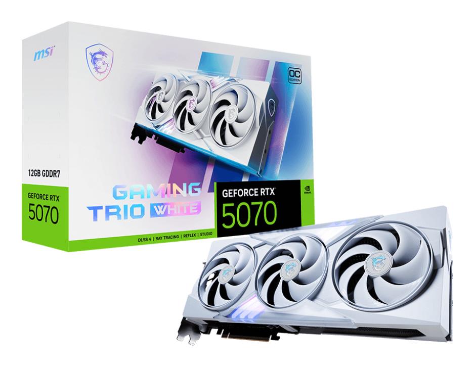 Graphics Card MSI NVIDIA GeForce RTX 5070 12 GB GDDR7 192 bit PCIE 5.0 16x Triple slot Fansink 1xHDMI 3xDisplayPort 507012GGAMTRIOOCWHITE