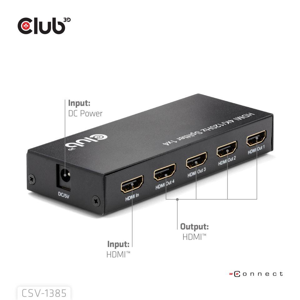 I/O VIDEO SPLITTER HDMI 4PORT/4K 120HZ CSV-1385 CLUB3D - Image 2