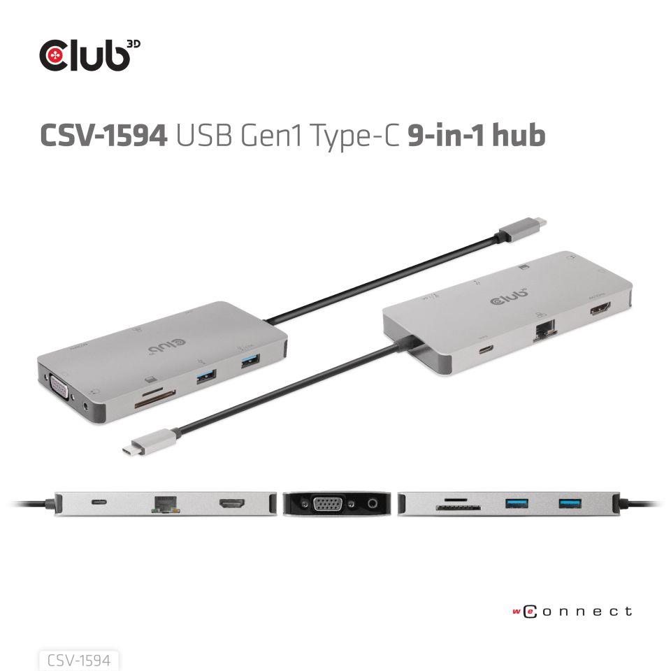 I/O HUB 9IN1 USB-C/CSV-1594 CLUB3D - Image 2
