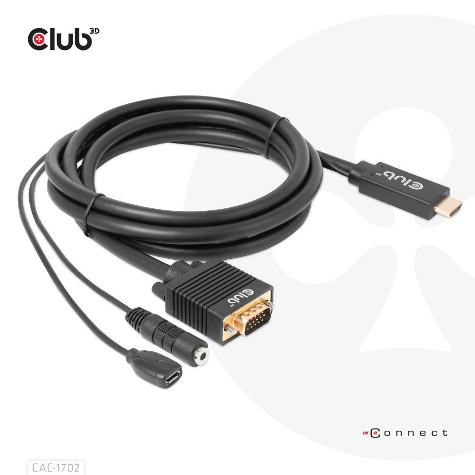 CABLE HDMI TO VGA 2M/M/M CAC-1712 CLUB3D - Image 2