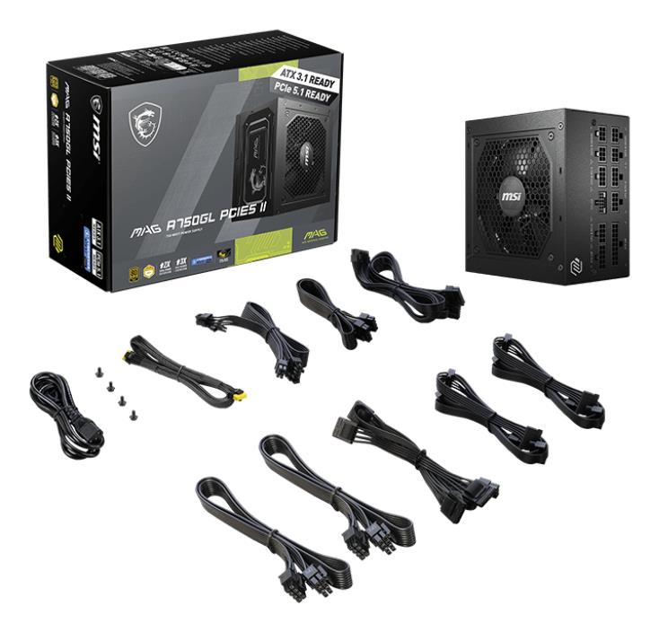 Power Supply MSI MAG A750GL PCIE5 II 750 Watts Efficiency 80 PLUS GOLD PFC Active MAGA750GLPCIE5II - Image 9