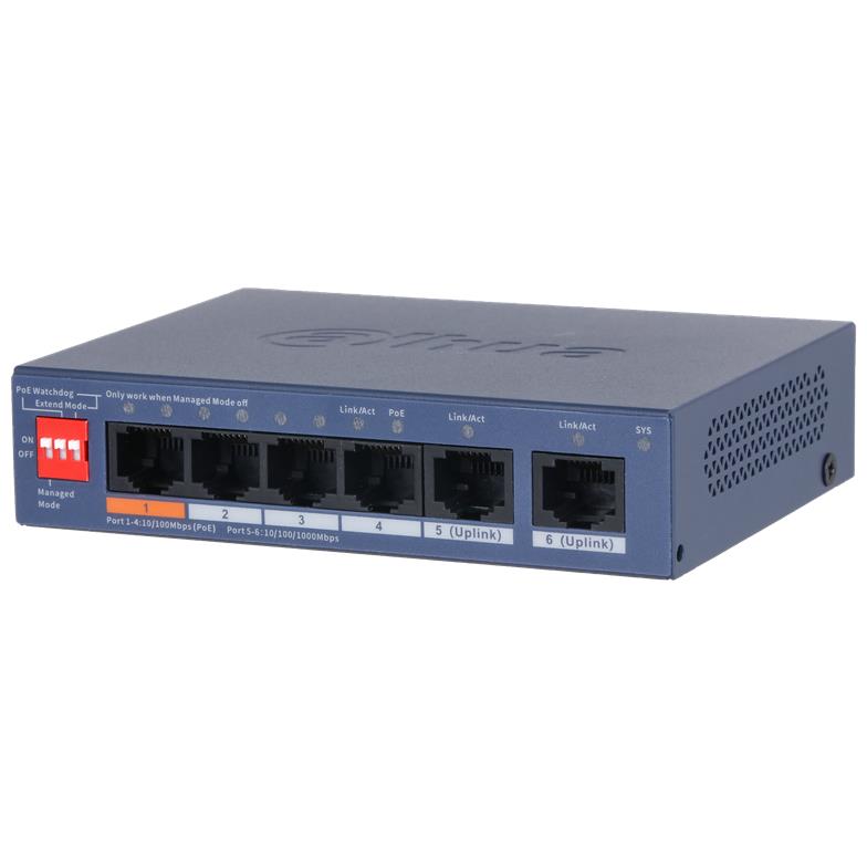 Switch DAHUA DH-CS4006-4ET2GT-60 Type L2 PoE ports 4 CS4006-4ET2GT-60