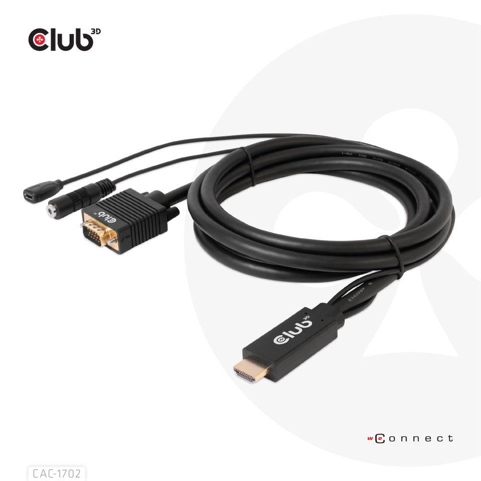 CABLE HDMI TO VGA 2M/M/M CAC-1712 CLUB3D - Image 3
