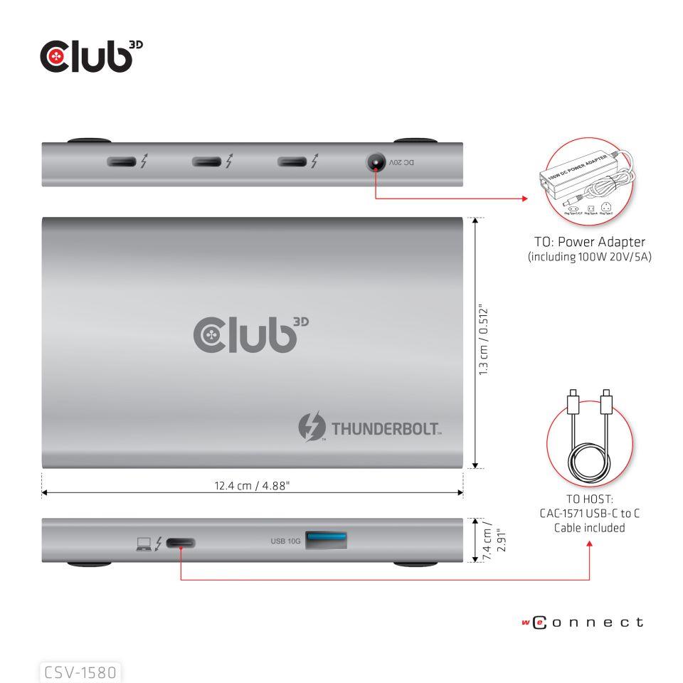 I/O HUB 5IN1 THUNDERBOLT/CSV-1580 CLUB3D - Image 2