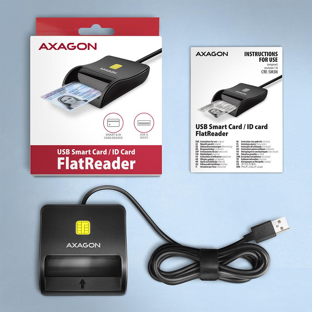 CARD READER FLAT SMARTCARD/USB2.0 1.3M CRE-SM3N AXAGON - Image 8
